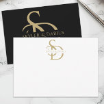 Eenvoudig huwelijksmonogram gepersonaliseerd met n bedankkaart<br><div class="desc">Spreek je dankbaarheid uit met tijdloze elegantie met behulp van onze eenvoudige huwelijksmonogram gepersonaliseerd met naam bedankkaart. Deze verfijnde bedankkaart is voorzien van een aangepast monogram met initialen en naam, waardoor het de perfecte keuze is voor gepersonaliseerd huwelijksbriefpapier. Het zwart-gouden ontwerp voegt een vleugje luxe toe, waardoor een elegante en...</div>