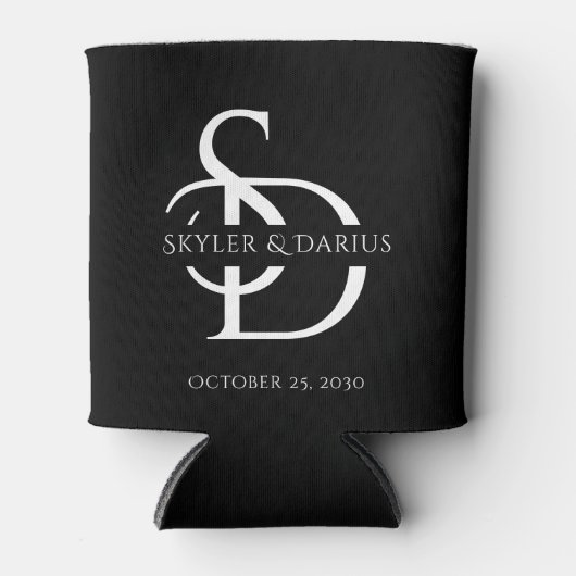 Eenvoudig huwelijksmonogram gepersonaliseerd met n blikjeskoeler (Voorkant)