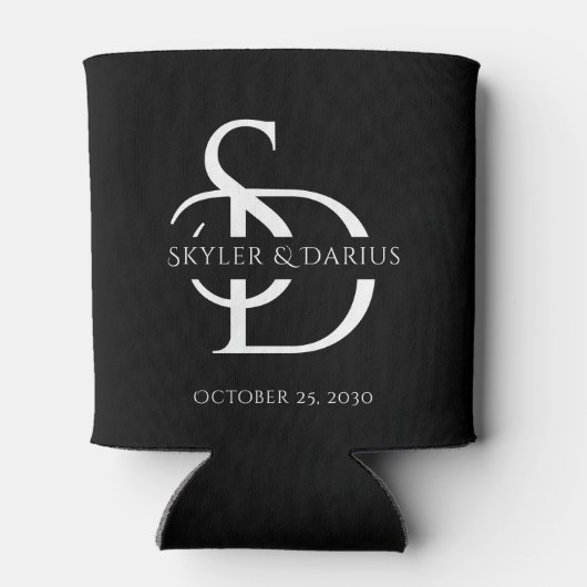 Eenvoudig huwelijksmonogram gepersonaliseerd met n blikjeskoeler (Achterkant)