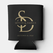 Eenvoudig huwelijksmonogram gepersonaliseerd met n blikjeskoeler (Achterkant)