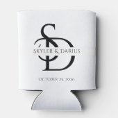 Eenvoudig huwelijksmonogram gepersonaliseerd met n blikjeskoeler (Achterkant)