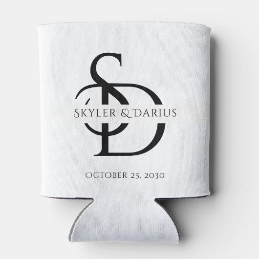 Eenvoudig huwelijksmonogram gepersonaliseerd met n blikjeskoeler (Achterkant)