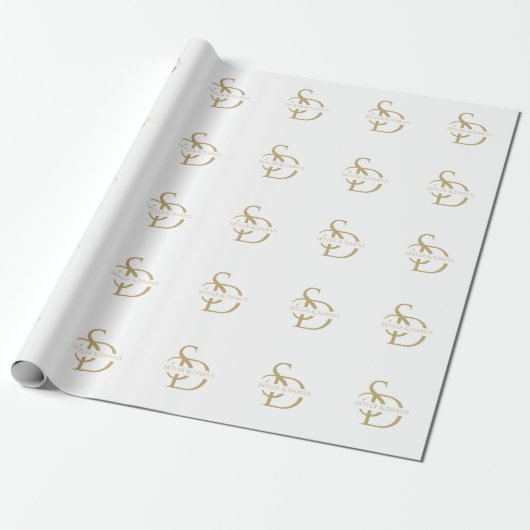 Eenvoudig huwelijksmonogram gepersonaliseerd met n cadeaupapier (Uitgerold)