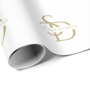 Eenvoudig huwelijksmonogram gepersonaliseerd met n cadeaupapier