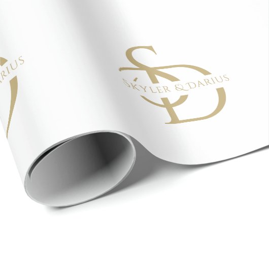 Eenvoudig huwelijksmonogram gepersonaliseerd met n cadeaupapier (Rol Hoek)