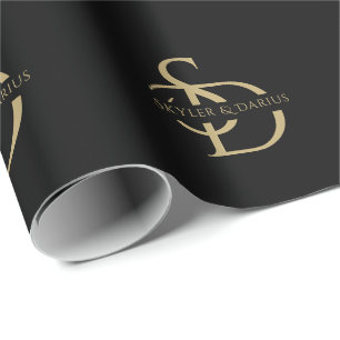 Eenvoudig huwelijksmonogram gepersonaliseerd met n cadeaupapier