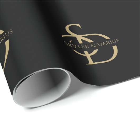 Eenvoudig huwelijksmonogram gepersonaliseerd met n cadeaupapier (Rol Hoek)