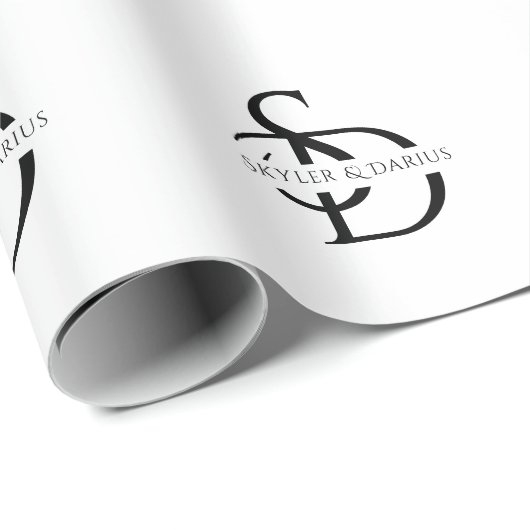 Eenvoudig huwelijksmonogram gepersonaliseerd met n cadeaupapier (Rol Hoek)