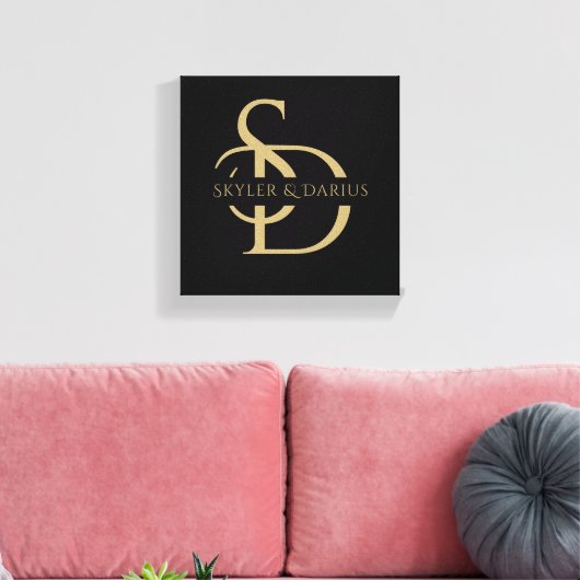 Eenvoudig huwelijksmonogram gepersonaliseerd met n canvas afdruk (Insitu (Woonkamer))