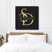 Eenvoudig huwelijksmonogram gepersonaliseerd met n canvas afdruk