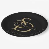 Eenvoudig huwelijksmonogram gepersonaliseerd met n papieren bordje (Gekanteld)