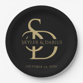 Eenvoudig huwelijksmonogram gepersonaliseerd met n papieren bordje