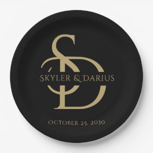 Eenvoudig huwelijksmonogram gepersonaliseerd met n papieren bordje