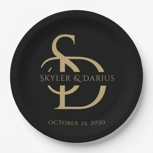 Eenvoudig huwelijksmonogram gepersonaliseerd met n papieren bordje (Voorkant)