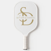 Eenvoudig huwelijksmonogram gepersonaliseerd met n pickleball paddle (Achterkant)