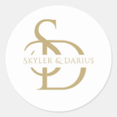 Eenvoudig Huwelijksmonogram Gepersonaliseerd met N Ronde Sticker (Voorkant)