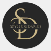 Eenvoudig huwelijksmonogram gepersonaliseerd met n ronde sticker (Voorkant)