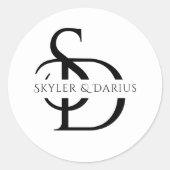 Eenvoudig huwelijksmonogram gepersonaliseerd met n ronde sticker (Voorkant)