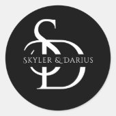 Eenvoudig huwelijksmonogram gepersonaliseerd met n ronde sticker (Voorkant)