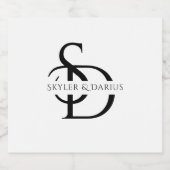 Eenvoudig huwelijksmonogram gepersonaliseerd met n sparkling wijnetiket (Enkel label)