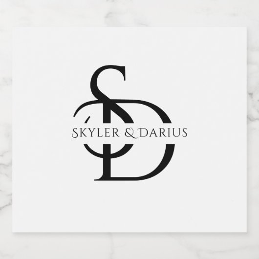 Eenvoudig huwelijksmonogram gepersonaliseerd met n sparkling wijnetiket (Enkel label)