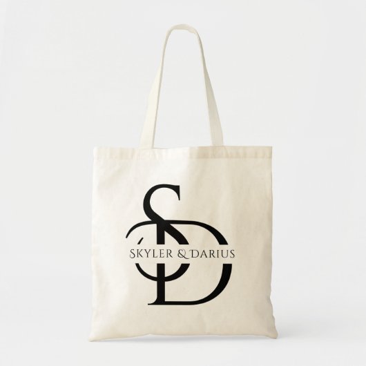 Eenvoudig huwelijksmonogram gepersonaliseerd met n tote bag (Voorkant)