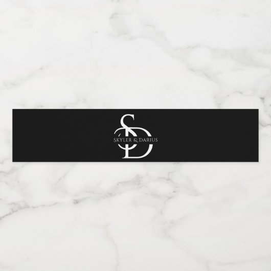 Eenvoudig huwelijksmonogram gepersonaliseerd met n waterfles etiket (Enkel label)