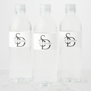 Eenvoudig huwelijksmonogram gepersonaliseerd met n waterfles etiket