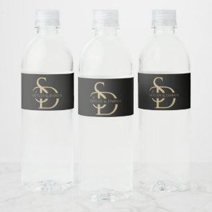 Eenvoudig huwelijksmonogram gepersonaliseerd met n waterfles etiket