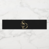 Eenvoudig huwelijksmonogram gepersonaliseerd met n waterfles etiket (Enkel label)