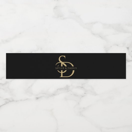 Eenvoudig huwelijksmonogram gepersonaliseerd met n waterfles etiket (Enkel label)