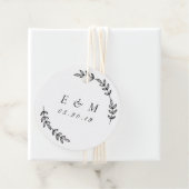 Eenvoudig Huwelijksmonogram in Krans Bedankjes Labels (In situ)