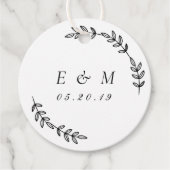 Eenvoudig Huwelijksmonogram in Krans Bedankjes Labels (Voorkant)
