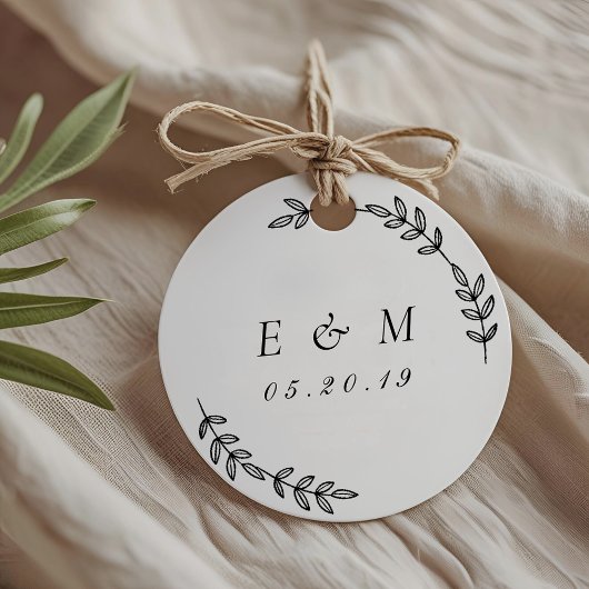 Eenvoudig Huwelijksmonogram in Krans Bedankjes Labels