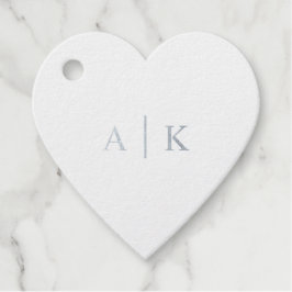 Eenvoudig huwelijksmonogram Real Silver Foil Heart Bedankjes Labels