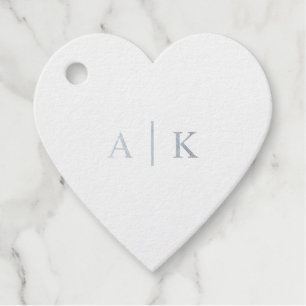 Eenvoudig huwelijksmonogram Real Silver Foil Heart Bedankjes Labels