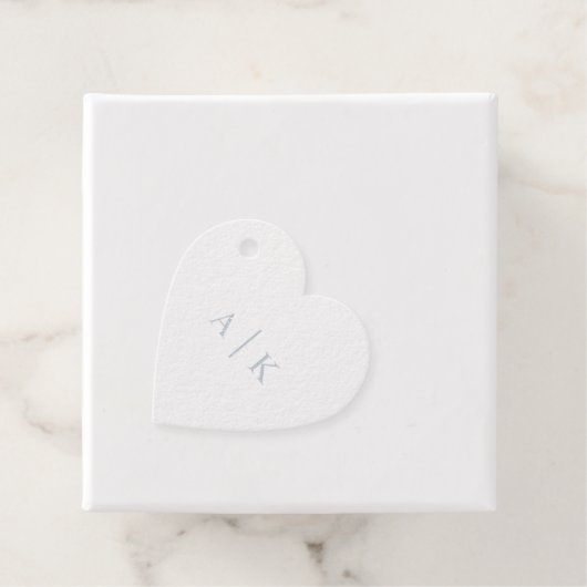 Eenvoudig huwelijksmonogram Real Silver Foil Heart Bedankjes Labels (Met doos)