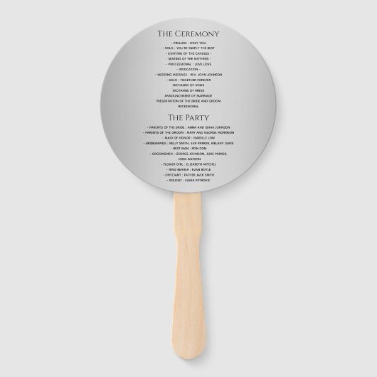 Eenvoudig Huwelijksprogramma Handwaaier (Achterkant)