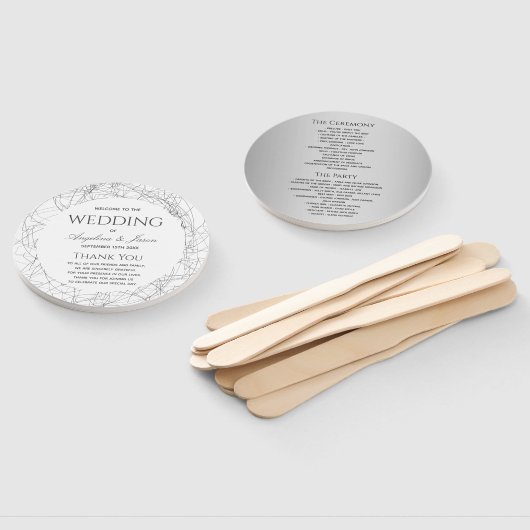 Eenvoudig Huwelijksprogramma Handwaaier (Niet-gemonteerd)