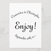 Eenvoudig huwelijksreceptie menu (Achterkant)