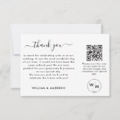 Eenvoudig Huwelijksscript Met Monogram En QR-code Bedankkaart (Achterkant)