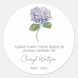 Eenvoudig Hydrangea-herdenkingspakket met zaadjes Ronde Sticker