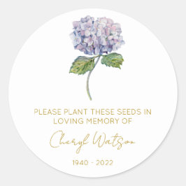 Eenvoudig Hydrangea Herdenkingspakket Zaadjes Ronde Sticker