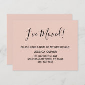 Eenvoudig, "Ik ben verhuisd" Blush Pink Aankondiging (Voorkant / Achterkant)