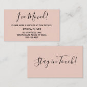 Eenvoudig,  "Ik ben verhuisd" Blush Pink Visitekaartje (Voorkant / Achterkant)