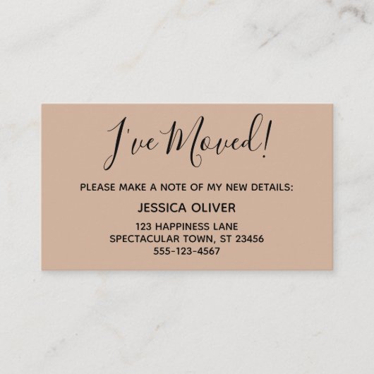 Eenvoudig  Ik ben verhuisd op Toasted Almond Kaart Visitekaartje (Voorkant)