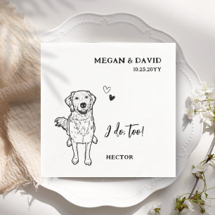 Eenvoudig ik doe ook hond gouden retriever bruilof servet