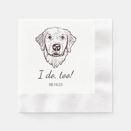 Eenvoudig ik doe te hond hand tekening bruiloft servet (Voorkant)