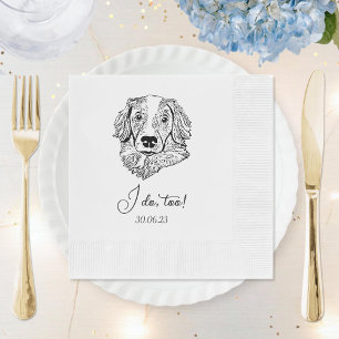 Eenvoudig ik doe te hond hand tekening bruiloft servet