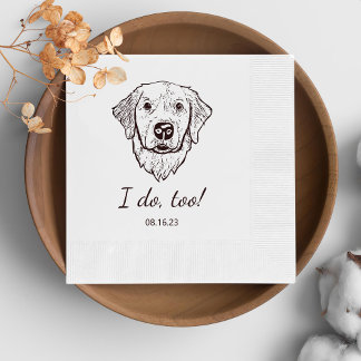Eenvoudig ik doe te hond hand tekening bruiloft servet
